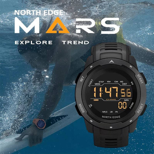 Reloj North Edge Mars Podómetro Contador Calorías Negro