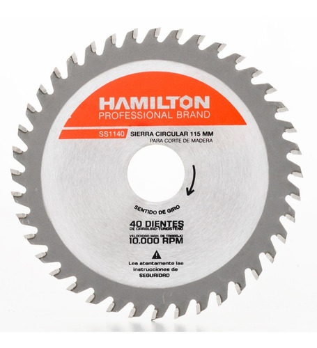 Disco Sierra Circular 40 Dientes 115mm 41/2 Hamilton Ss1140