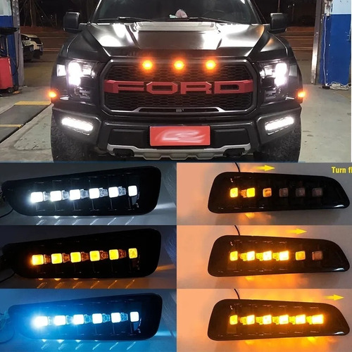 Faros Niebla Drl Ambar Blanco Azul Ford Raptor 2016 Al 2020 