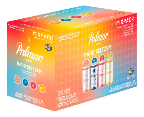 Hard Seltzer Palmar Mix Pack Bebida Preparada 8 Pack 355 Ml