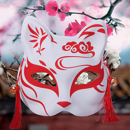 Máscara De Media Cara De Zorro Pintado De Luciérnaga Japones