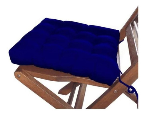 Futon Assento De Cadeira 40x40cm Azul Royal Artesanal Lindo