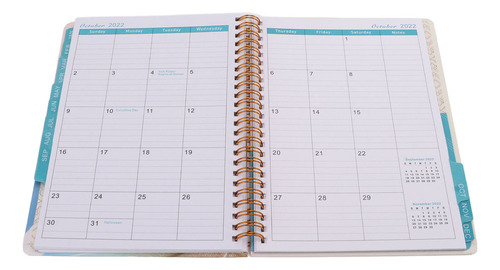 Calendario Mensual A5, Grueso, Espiral Dorada Para 2022