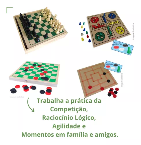 Jogo Educativo De Tabuleiro 4 X1 Xadrez Dama Ludo E Trilha