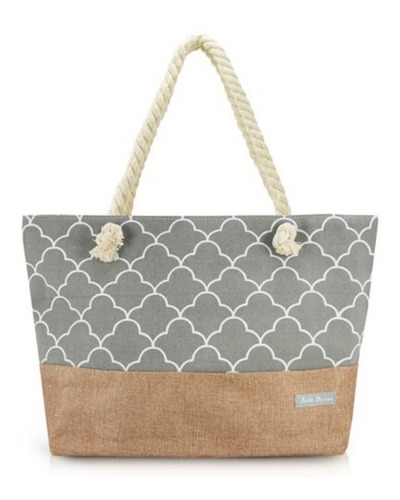 Imagem 1 de 6 de Bolsa De Praia Feminina Amplo Espaço Interno Nylon Cor Cinza