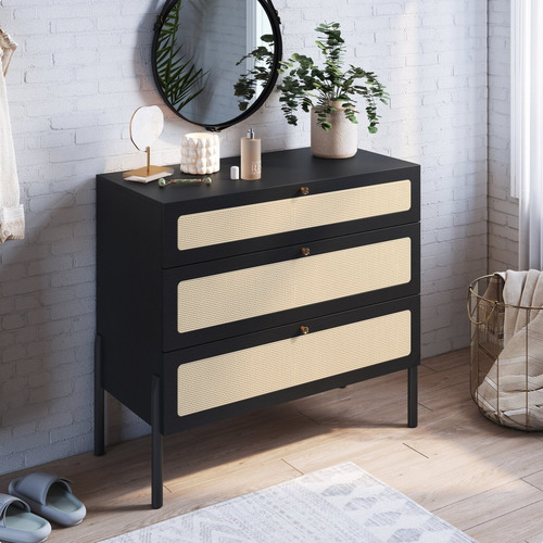 Comoda 3 Gv Corrediças Telesc Pes Madeira 27934 Oslo Nero Artesano
