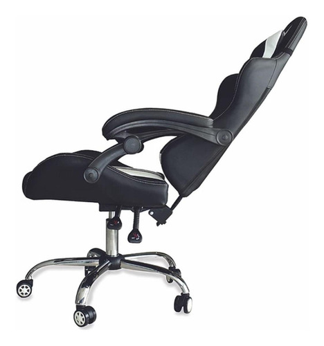 Imagen 5 de 5 de Silla de escritorio Naceb NA-09S1 gamer ergonómica negra y blanca con tapizado de cuero sintético