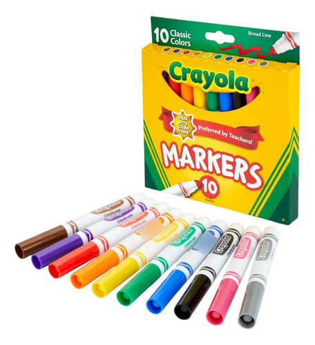 Marcador Crayola Punta Gruesa Paquete De 10 Unidades 