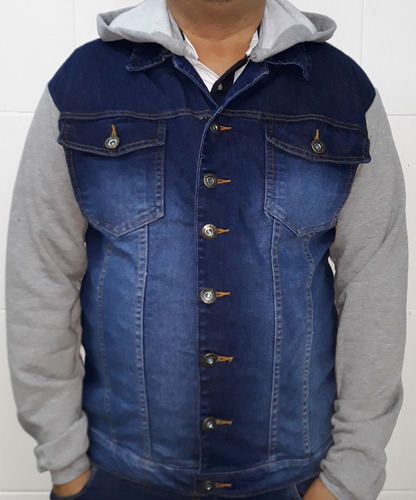 jaqueta jeans masculina manga moletom
