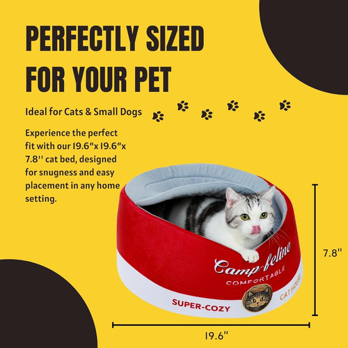 Cama Para Gato En Forma De Lata | Suave Y Acogedora, Modelo