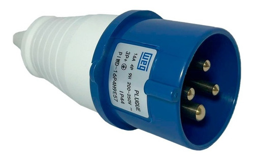 Plugue Industrial Piwd 16 A 4 Polos 9h 200-250 Vca/cc Cor Azul