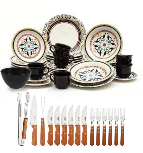 Aparelho De Jantar Oxford 20pçs +kit Churrasco Tramont 15pçs