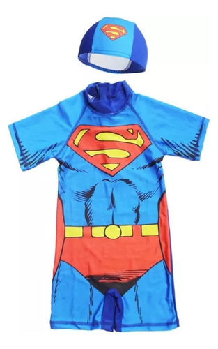 Traje De Baño Completo Super Héroes Niños Spiderman Superman