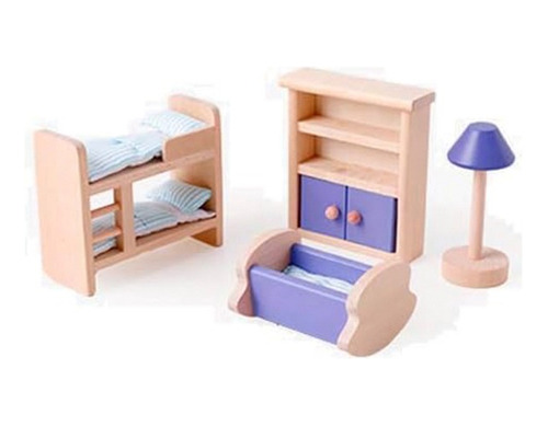 Juego De Dormitorio Para Muñecas De Madera