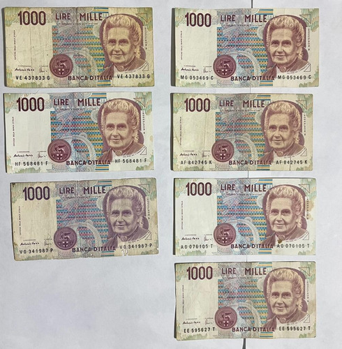 Billete De 1000 Liras Italia (1990) Descontinuado