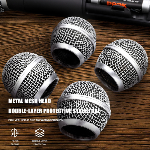 Cabezales De Metal Plateado Para Micrófono M58, 4 Piezas