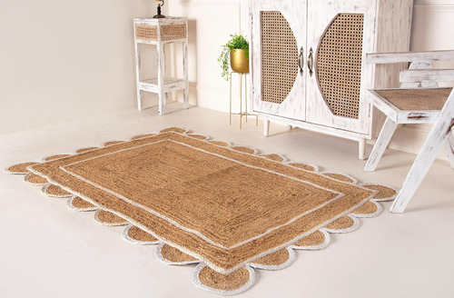 Alfombra Festoneada De Yute De 4 X 6, 5 X 8, 6 X 9 Pu...