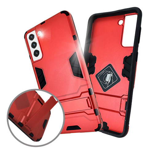 Funda Iron Para Samsung Galaxy S21 Plus Carcasa Antishock Rojo