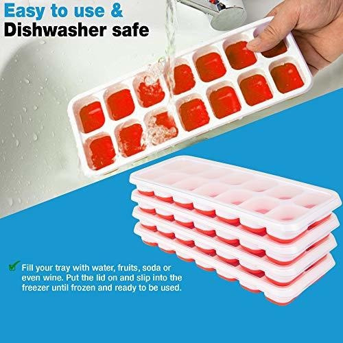 Bandejas Para Cubitos De Hielo De Silicona Apilables Rojo