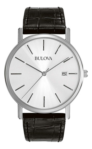 Reloj Bulova 96b104 Men's Classic Calendar Calendar Fecha Color de la correa Negro Color del bisel Acero inoxidable Color del fondo Plateado