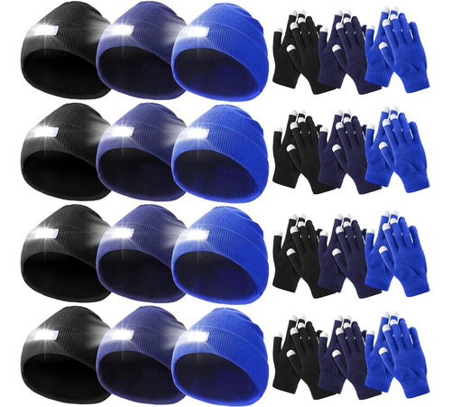 12 Paquetes De Gorros 5 Led Unisex, Gorros Linterna Bat...