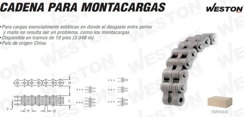 Cadena Para Montacargas Modelo Bl544 Weston Caja De 10 Pies