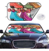 Comprar Car Windshield Sun Shade Cover Retro Colorful Roller Skates 