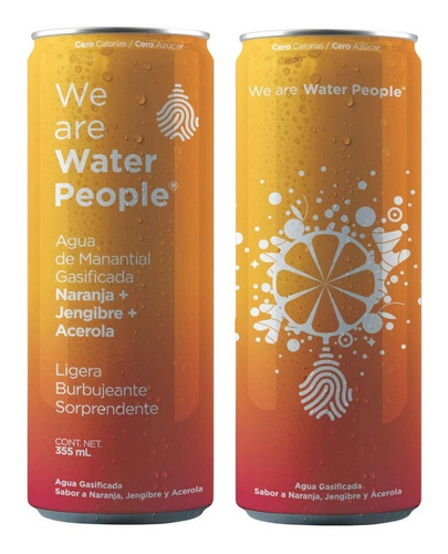 Water People Agua Gasificada Naranja Jengibre 24 Latas