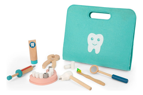 Juego De Dentista Estuche Madera 19 Pzs Juguete Didactico