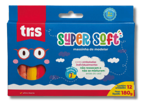 Massinha De Modelar Super Soft 180g 12 Cores Tris