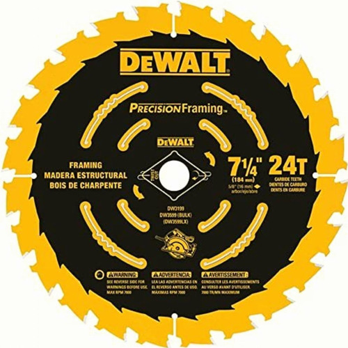 Dewalt Hoja De Sierra Circular, 7 1/4 Pulgadas, 24 Dientes,