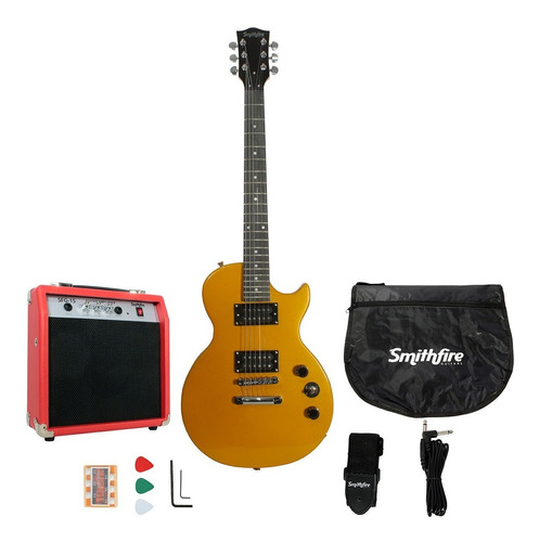 Smithfire Lp-100 Paquete Guitarra Eléctrica Les Paul Dorada