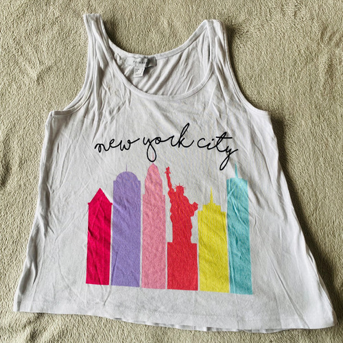 Remera Primark Blanca Con Dibujo Nueva York Adolescente/muje