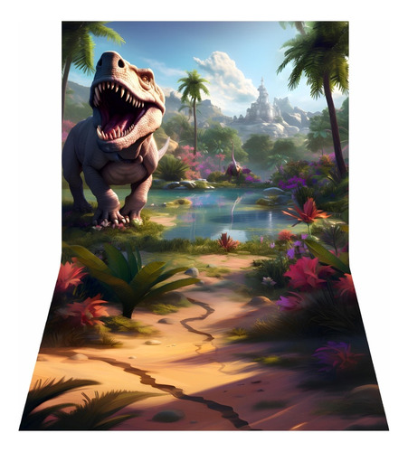 Painel Fundo Fotográfico Pet Shop Dinossauro T-rex, Paisagem