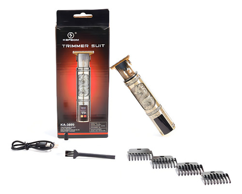 KM Maquina Acabamento Recarregável Detalhe Cabelo Barba Sem Fio Dourado 127/220V