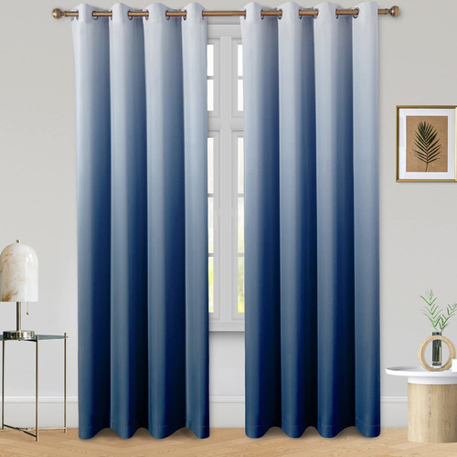 Navy Blue Ombre Blackout Curtains 52 X 84 Inch Length G...