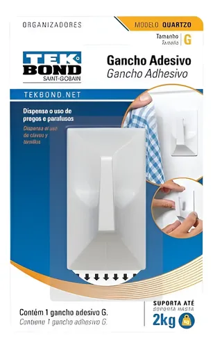 Ganchos Adhesivos Plástico Cuarzo Blanco G - 2kg 1un Tekbond