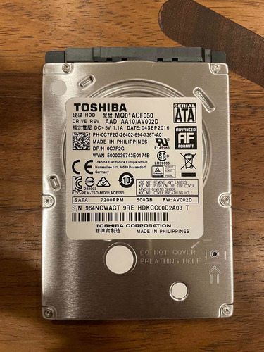 Disco Duro Toshiba 500gb 7200rpm