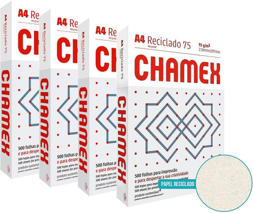 Papel Sulfite A4 Reciclado Chamex 75g 210x297 2000 Folhas