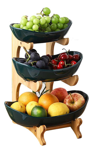 Owlsala Soporte Para Cesta De Frutas De 3 Niveles, Bandeja P