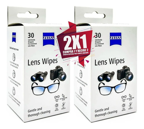 Paños Húmedos Zeiss X 30 Unidades Toallitas Limpieza Gafas Lentes Cámara Pantallas Lens Wipes Envio Inmediato