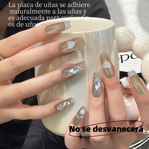 24 Pz Uñas Postizas Press On Francesa Almendra Encaje Colors