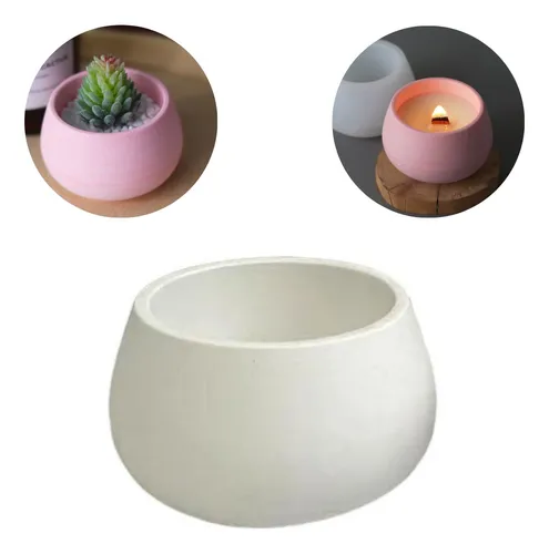 comprar Molde Silicone Redondo Gordinho Vaso Suculenta Cimento Gesso