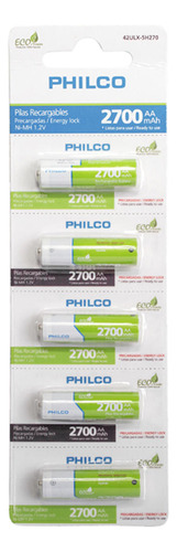 Pilas Recargables Aa 2700mah Philco Blister 5 Unidades