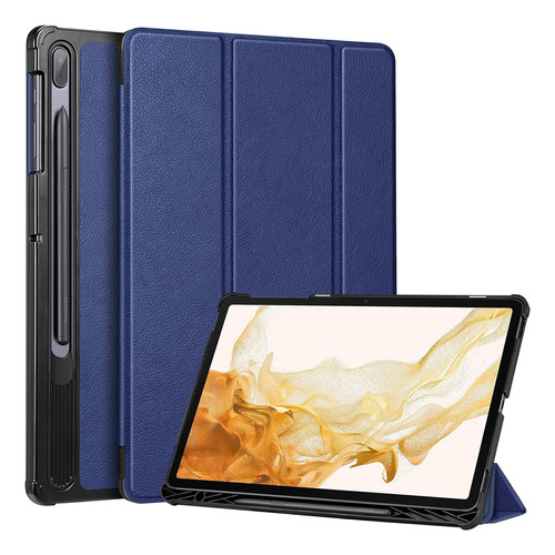 Funda Delgada Tipo Libro Azul Para Galaxy Tab S8 Plus