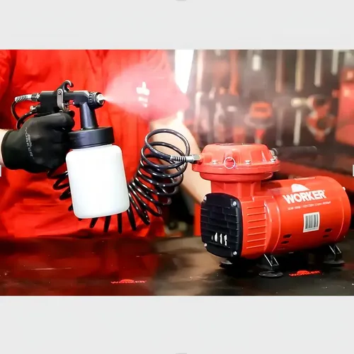 Compressor Ar Direto Portátil 1/2hp 370w Com Pistola E Mangueira