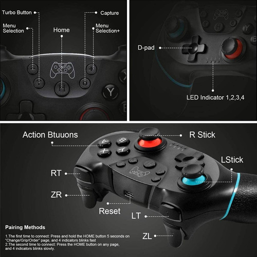 Controlador Inalámbrico Para Nintendo Switch Con Turbo
