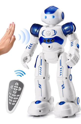 Robot Con Control Remoto Gestos Programables Blanco Y Azul