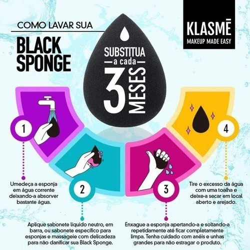 Imagem 3 de 3 de Esponja De Maquiagem Black Sponge Klasme