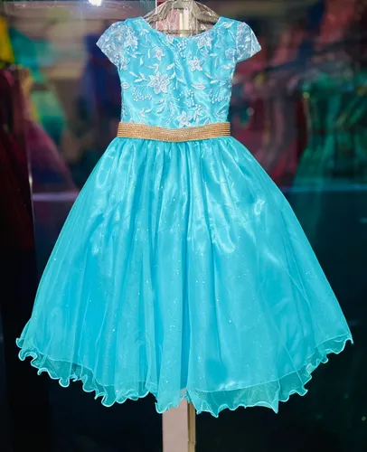 Vestido de formatura infantil azul bebe 2025